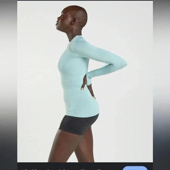 Gymshark Vital Seamless 2.0 Long Sleeve Top Pearl Blue Marl - Picture 4 of 11